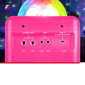 Głośnik Fenton Głośnik bluetooth karaoke z półkulą LED 15W BT 2 mikrofony różowy one size 11