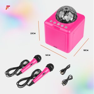 Głośnik Fenton Głośnik bluetooth karaoke z półkulą LED 15W BT 2 mikrofony różowy one size 13