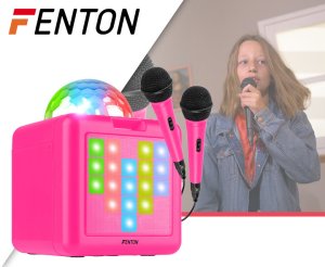 Głośnik Fenton Głośnik bluetooth karaoke z półkulą LED 15W BT 2 mikrofony różowy one size 2