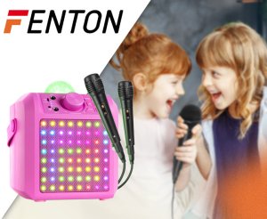 Głośnik Karaoke z półkulą LED mikrofony KAR55P Fenton różowy one size 2