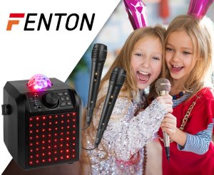 Głośnik Fenton Głośnik Karaoke z półkulą LED mikrofony KAR55B Czarny one size 2