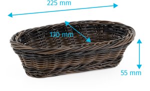 Koszyk owalny z polirattanu 225x130x55 mm, czarnobrązowy | TECHNICA, Gold Line 2