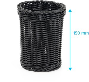 Koszyk na sztućce z polirattanu  120x150 mm, czarny | TECHNICA, Gold Line 2