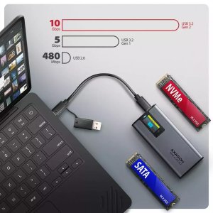 Axagon EEM2-SD2 obudowa do dysków twardych Obudowa SSD Szary M.2 8