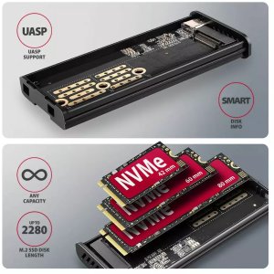 Axagon EEM2-SD2 obudowa do dysków twardych Obudowa SSD Szary M.2 9