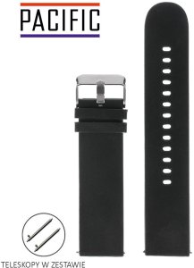 Pasek uniwersalny 16 mm silikonowy czarny, srebrna zapinka + teleskopy, U03 2