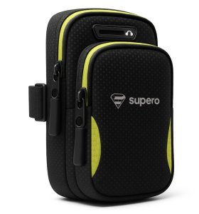 Opaska na telefon do biegania Supero, zielono-czarna 1