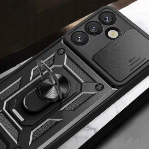 Pancerne etui Hybrid Armor Camshield z podstawką i osłoną aparatu na OnePlus Nord 4 5G - czarne 5