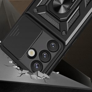 Pancerne etui Hybrid Armor Camshield z podstawką i osłoną aparatu na Oppo F29 Pro 5G / A5 Pro 5G - czarne 2