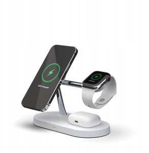 Biała ładowarka indukcyjna 3w1 MagSafe Qi do iPhone, Watch, AirPods 12
