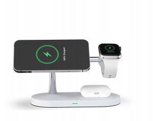 Biała ładowarka indukcyjna 3w1 MagSafe Qi do iPhone, Watch, AirPods 2