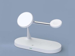 Biała ładowarka indukcyjna 3w1 MagSafe Qi do iPhone, Watch, AirPods 3