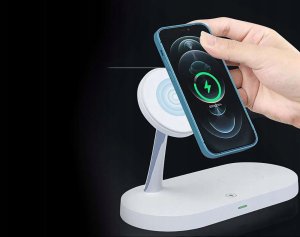 Biała ładowarka indukcyjna 3w1 MagSafe Qi do iPhone, Watch, AirPods 6