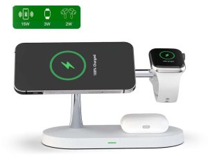 Biała ładowarka indukcyjna 3w1 MagSafe Qi do iPhone, Watch, AirPods 7