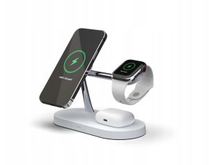 Biała ładowarka indukcyjna 3w1 MagSafe Qi do iPhone, Watch, AirPods 8