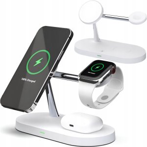 Biała ładowarka indukcyjna 3w1 MagSafe Qi do iPhone, Watch, AirPods 9