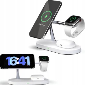Biała ładowarka indukcyjna 3w1 MagSafe Qi do iPhone, Watch, AirPods 10