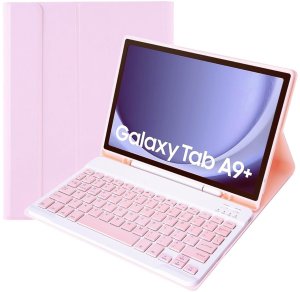 Etui z klawiaturą Bluetooth do Samsung Galaxy Tab A9+ Plus SM-X210, różowe 1