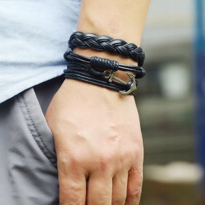 ITIMPORT Bransoletka MĘSKA skórzana ZESTAW Komplet 300 6