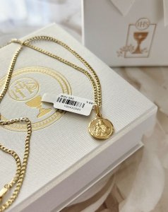 Złoty medalik Matka Boska Szkaplerzna otwarte serce Jezusa ME.00559 PR.585 1