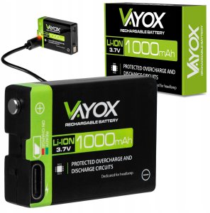 Akumulator Li-ion 3.7V 1000mAh do latarek czołowych VA0303 Vayox 1