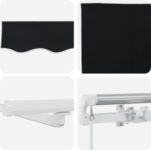 vidaXL Ręczna markiza chowana z LED w kolorze czarnym 300x250 cm, Tkanina zamienna do markizy na stelaż 3x2.5 m w kolorze czarnym 7