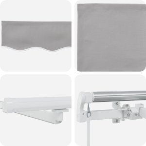 vidaXL Ręczna markiza z LED Jasnoszara 300x250 cm, Materiał zamienny do markizy 3x2,5 m Jasnoszara 4