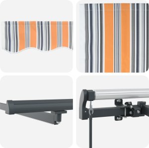 vidaXL Ręczna markiza chowana z wielokolorowym paskiem LED 300x250 cm 4