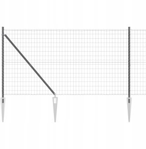 vidaXL Ogrodzenie Euro z 7 słupkami z kolcami 1.4x10 m stal ocynkowana szara 2