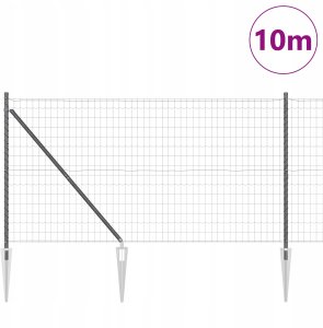 vidaXL Ogrodzenie Euro z 7 słupkami z kolcami 1.4x10 m stal ocynkowana szara 3