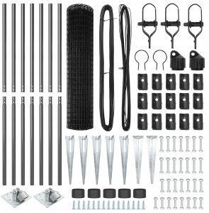 vidaXL Ogrodzenie Euro z 7 słupkami z kolcami 1.4x10 m stal ocynkowana szara 5