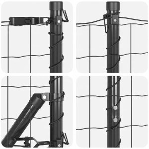 vidaXL Ogrodzenie Euro z 7 słupkami z kolcami 1.4x10 m stal ocynkowana szara 7