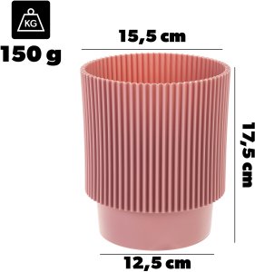 KADAX Doniczka Donica Na Kwiaty 15cm Osłonka Rośliny Kwietnik Plastikowa Różowy 2