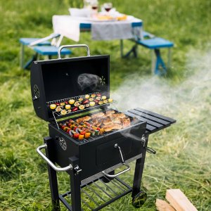 Duży Grill węglowy żeliwny ruszt 113,5x50x107 cm 14