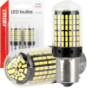 Żarówki led canbus ba15s p21w r10w r5w 600lm 144smd białe 12v 24v amio-04473 1