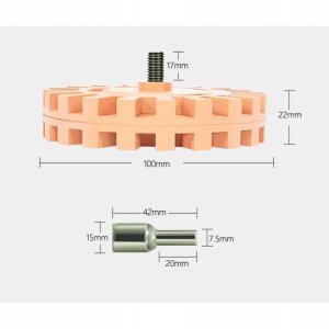 Krążek / Dysk gumowy do usuwania kleju z felg "kwiatek" 100mm + adapter na wkrętarkę 2