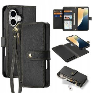 Etui z klapką skórzane DuxDucis Lawa MagSafe do iPhone 16 Plus, czarne 1
