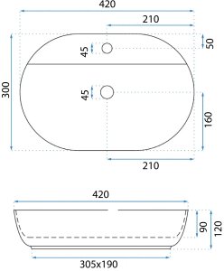 Umywalka Nablatowa REA Aura 42 6