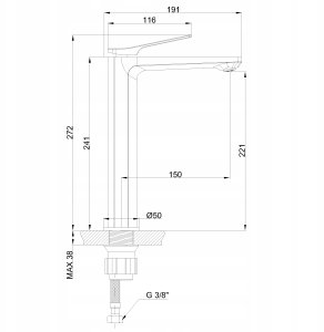 Invena bateria umywalkowa wysoka Neri Plus, miedź BU-P1-W14-L 5