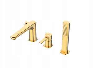 Invena bateria wannowa 3-otworowa Glamour, złoty BW-02-S09-V 4