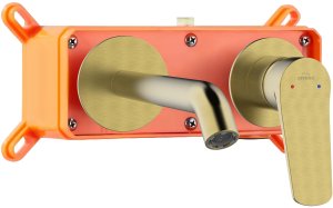 Invena bateria umywalkowa podtynkowa Alonia, złoto szczotkowane BP-70-U09-V 4