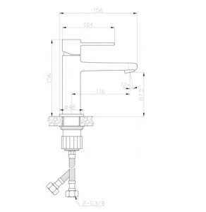 Bateria umywalkowa Invena bateria umywalkowa Glamour, czarny BU-02-004-V 2
