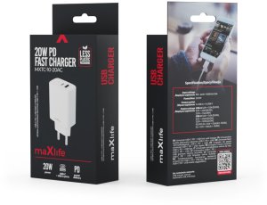 Maxlife ładowarka sieciowa PD QC MXTC-10-20AC 1x USB-C 1x USB 20W biała 12