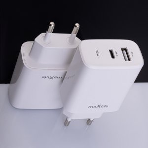 Maxlife ładowarka sieciowa PD QC MXTC-10-20AC 1x USB-C 1x USB 20W biała 8