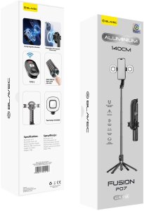 Blavec Selfie Stick Aluminium Fusion P07 Magsafe tripod + pilot + 2 lampy 1,4 metra (SSFP07-MTR2LB14) czarny 1