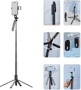 Blavec Selfie Stick Aluminium Fusion P08 tripod + pilot + 1 lampa 2,2 metra (SSFP08-TR1LB22) czarny 3