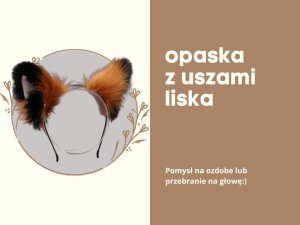 Opaska z uszami liska w kolorze rudo czarnym opaska metalowa na przebranie sztuczne bardzo miękkie futerko 3