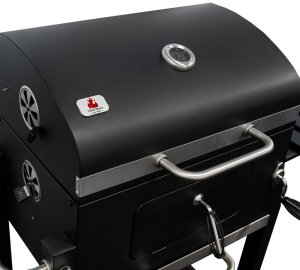 Duży Grill węglowy żeliwny ruszt 113,5x50x107 cm ogrodowy z drewnianą półką 12