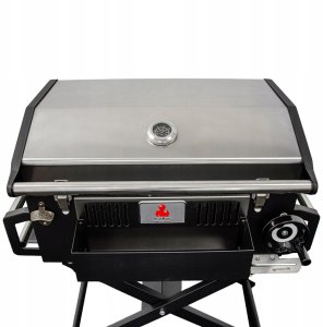 Duży Grill węglowy LUX premium stalowy HEATWAVE z żeliwnym rusztem 139x57x100 cm 3