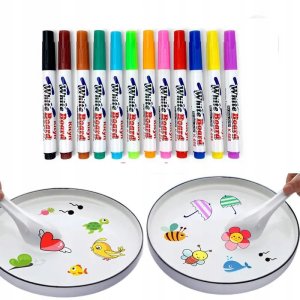 ZESTAW PISAKÓW MARKERÓW 12 sztuk TABLIC SUCHOŚCIERALNYCH MAGICZNE NA WODZIE 9